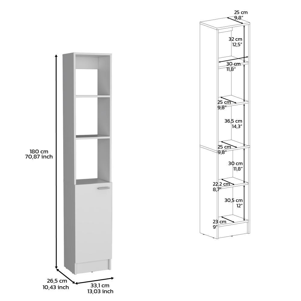 Mueble Auxiliar de Baño Karps, Blanco Marquez, con una puerta abatible y manija metalica ZF