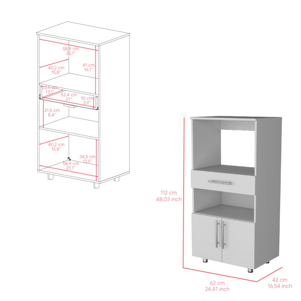 Modulo Microondas Worland, Blanco, dos puertas abatibles con manijas metalicas ZF