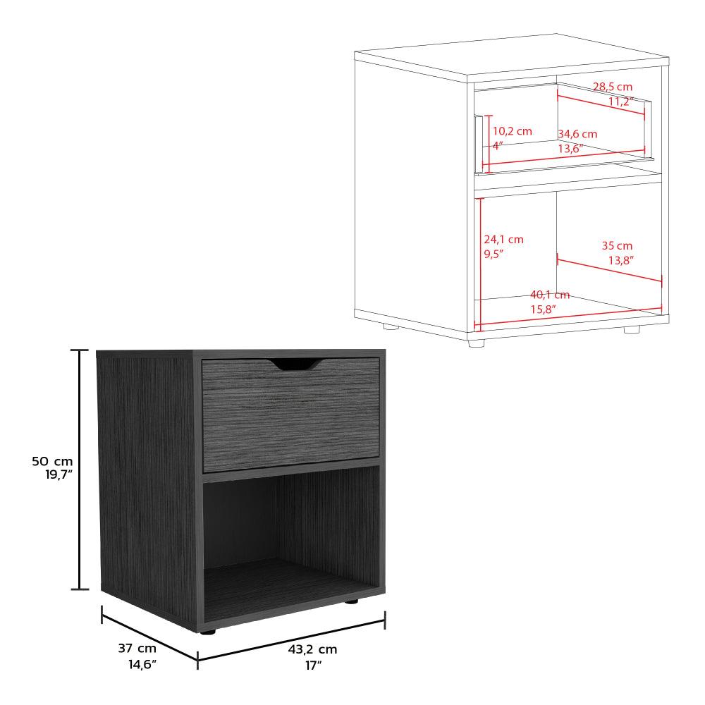 Mesa de Noche Aberdin, Gris, con deslizadores plasticos ZF