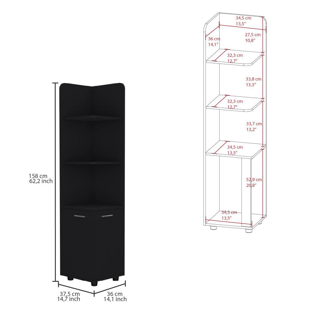 Mueble Esquinero Malibu, Wengue, con dos puertas abatibles y patas metalicas ZF