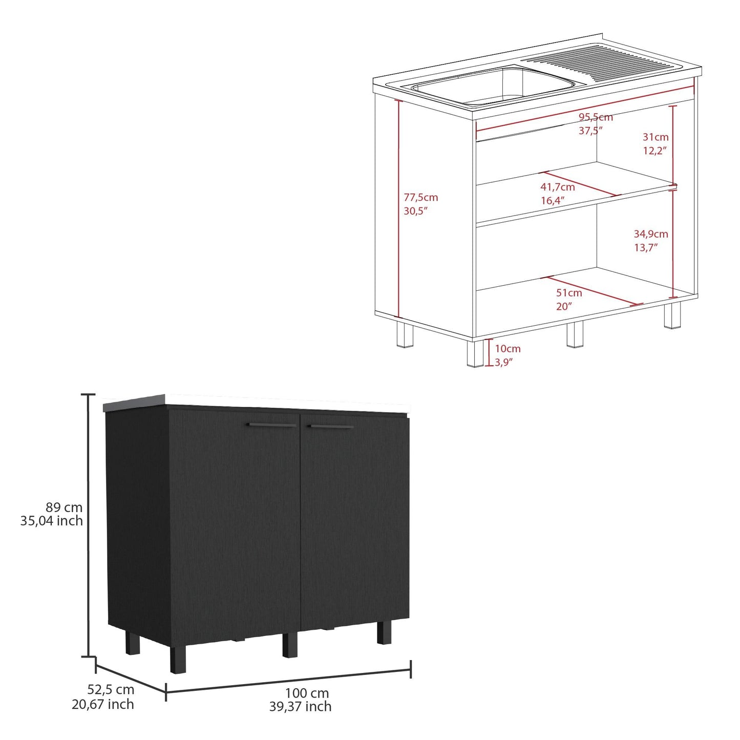 Gabinete Inferior Cantabria, Wengue, Ideal Para Espacio Reducidos ZF