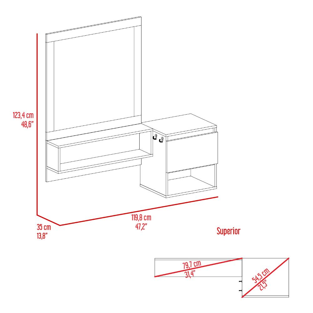 Mueble Tocador o Barberia  Bautel, Milan, con un espejo