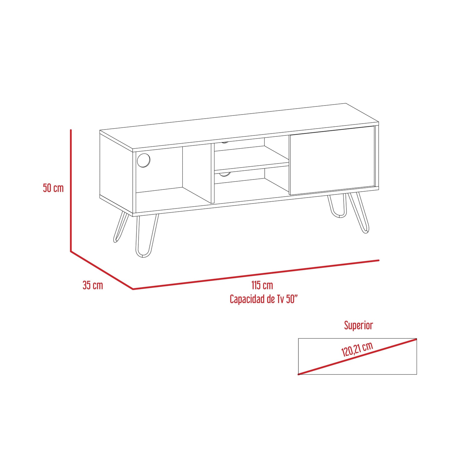 Mesa Para Tv Rony, Nogal, con Espacio Para Televisor de Hasta 50 Pulgadas ZF