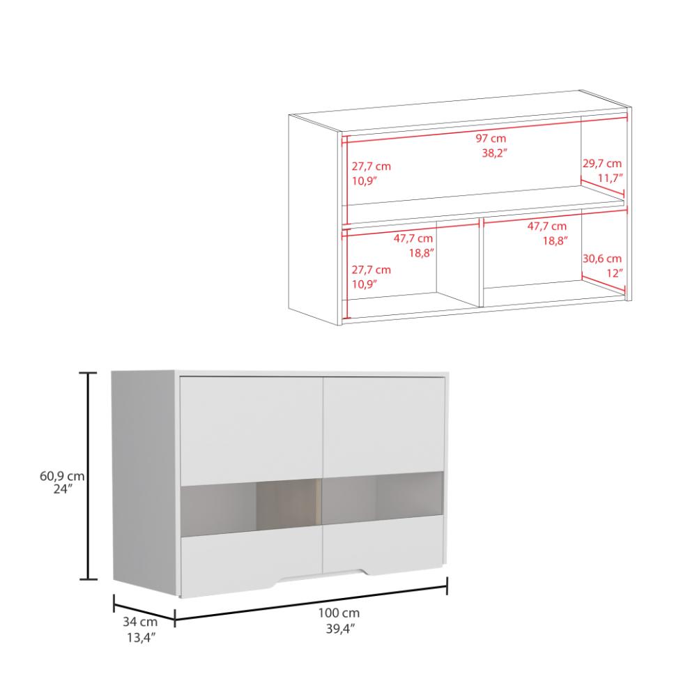 Gabinete Superior Soler, Blanco y Macadamia, con dos puertas y facil instalación  100