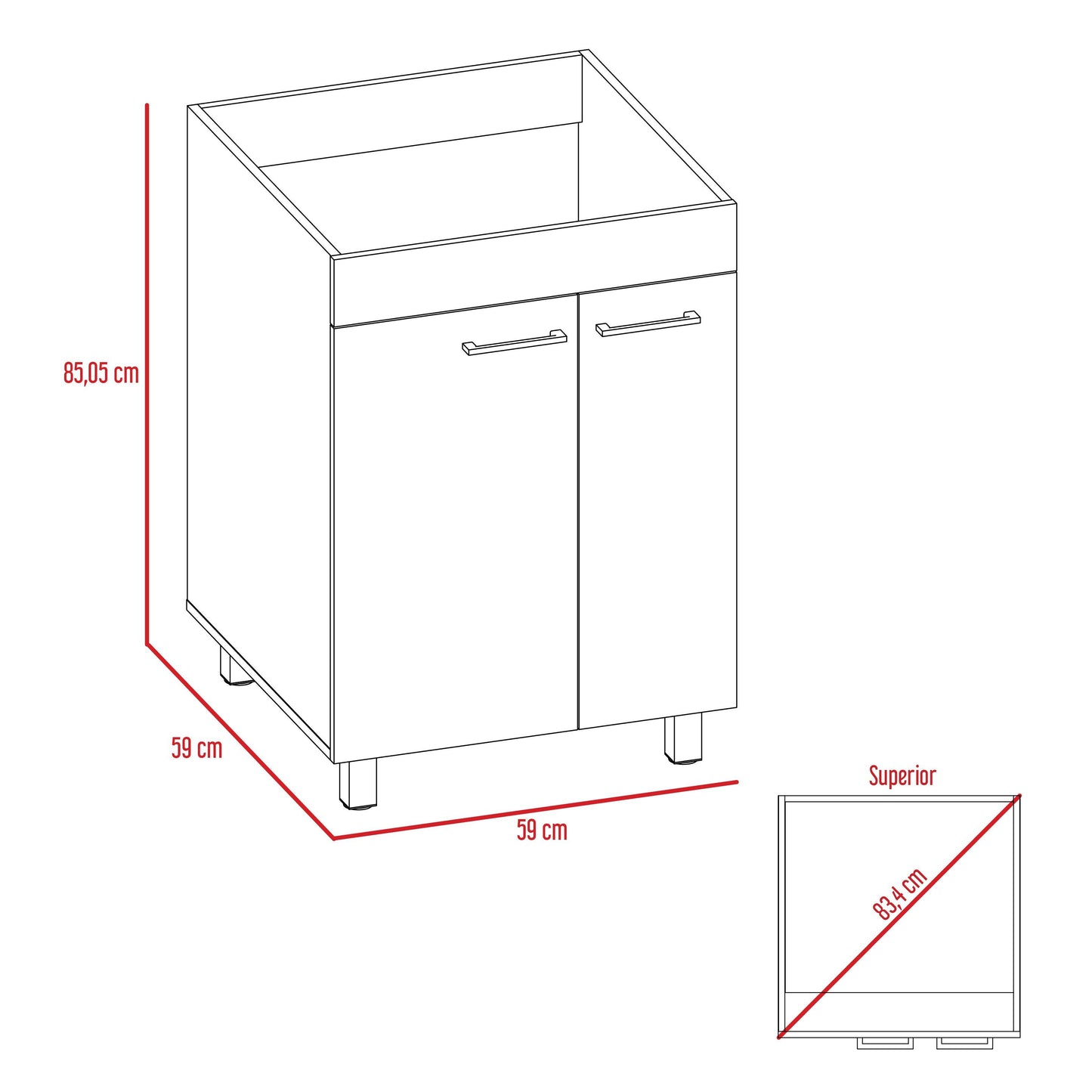 Mueble de Aseo Binil, Blanco, Dos Puertas con Espacio Inferior Multiusos