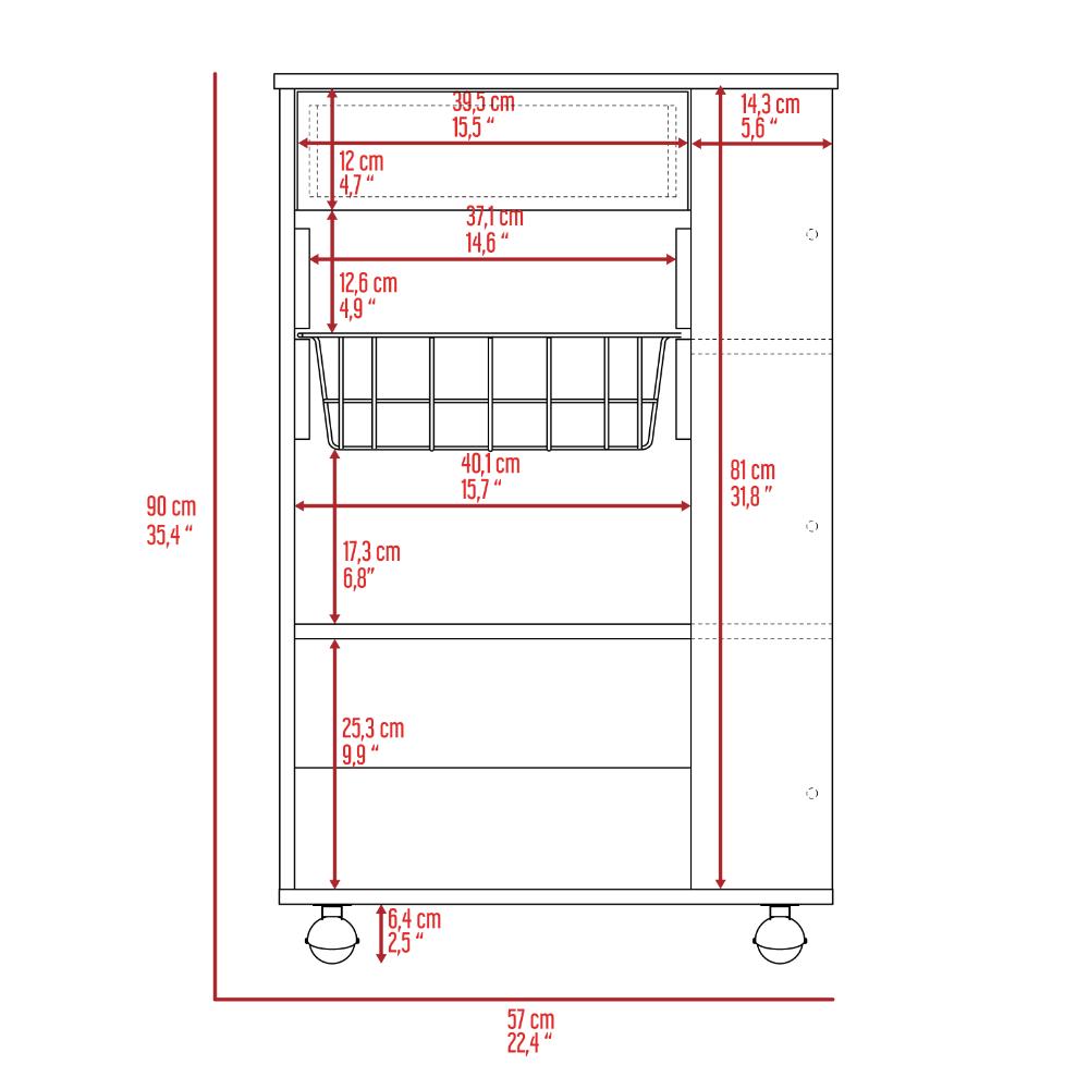 Mueble Organizador de Cocina Alhena, Blanco y Moca, con Entrepaños Para Ubicar Elementos de Cocina