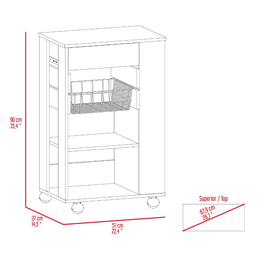 Mueble Organizador de Cocina Alhena, Blanco y Moca, con Entrepaños Para Ubicar Elementos de Cocina