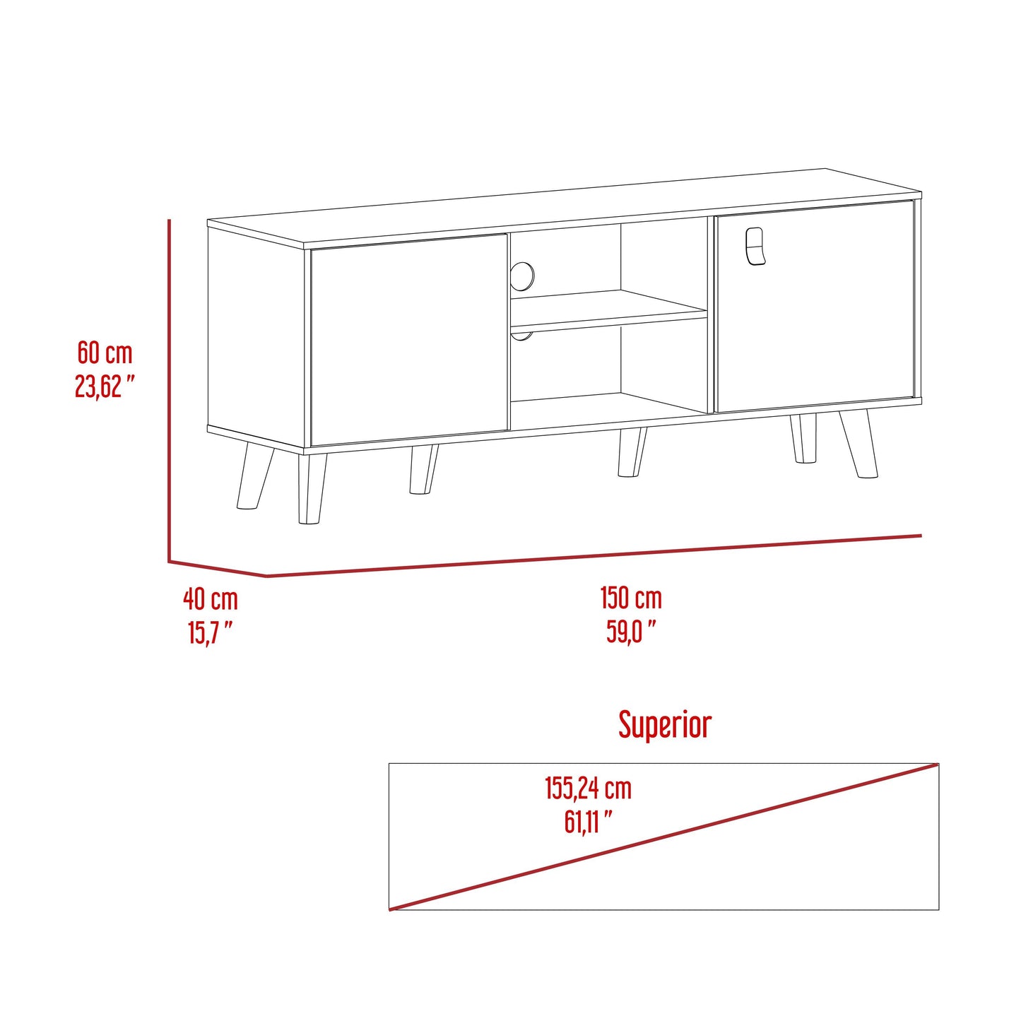 Mesa de Tv Mirabella, Cocoa, con Espacio Para Televisor de Hasta 65 Pulgadas y Varios Entrepaños