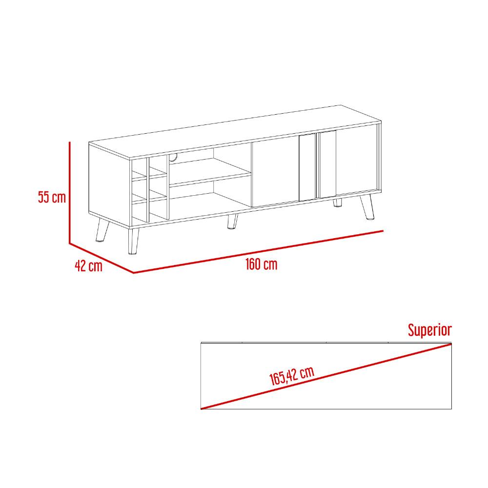 Mesa para TV Lannez, Milan y Capri, con dos puertas abatibles 65"