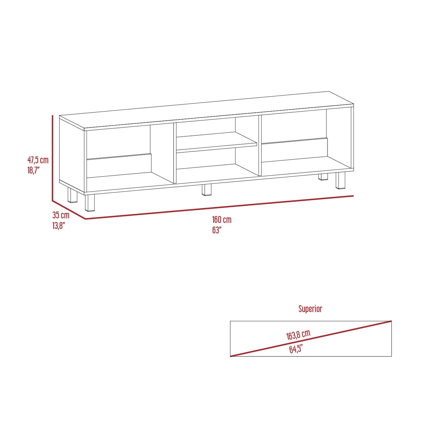 Mesa Para Tv Tunez Gris, Para Televisor Hasta 70 Pulgadas CF