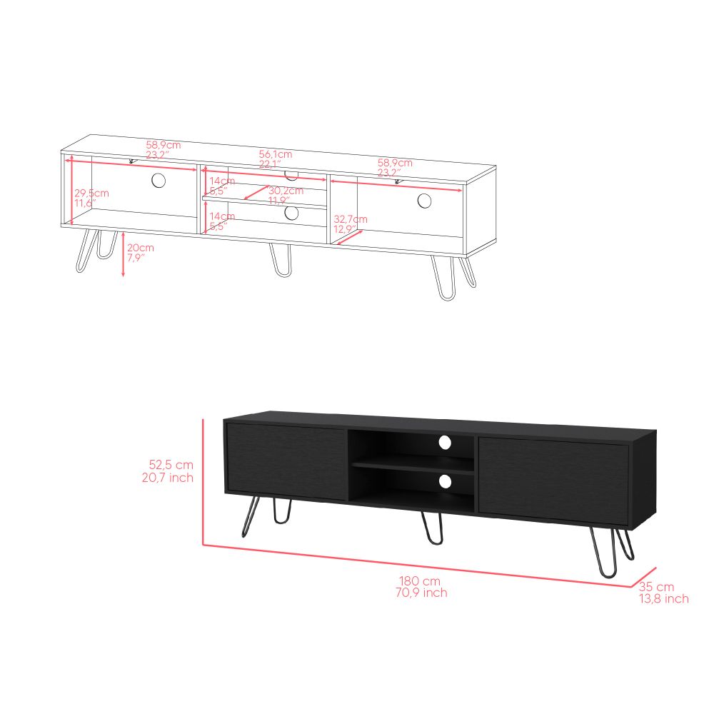 Mesa Para Tv Lara, Wengue, Para Televisor de 70 Pulgadas  ZF