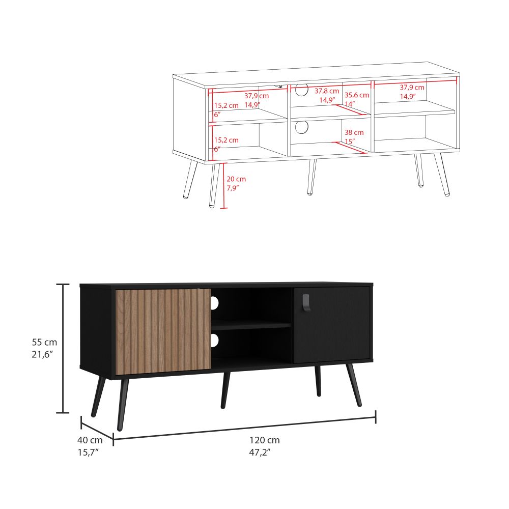 Mesa Para TV Mirabella, Wengue y Lenno, Con dos puertas para tv 55"