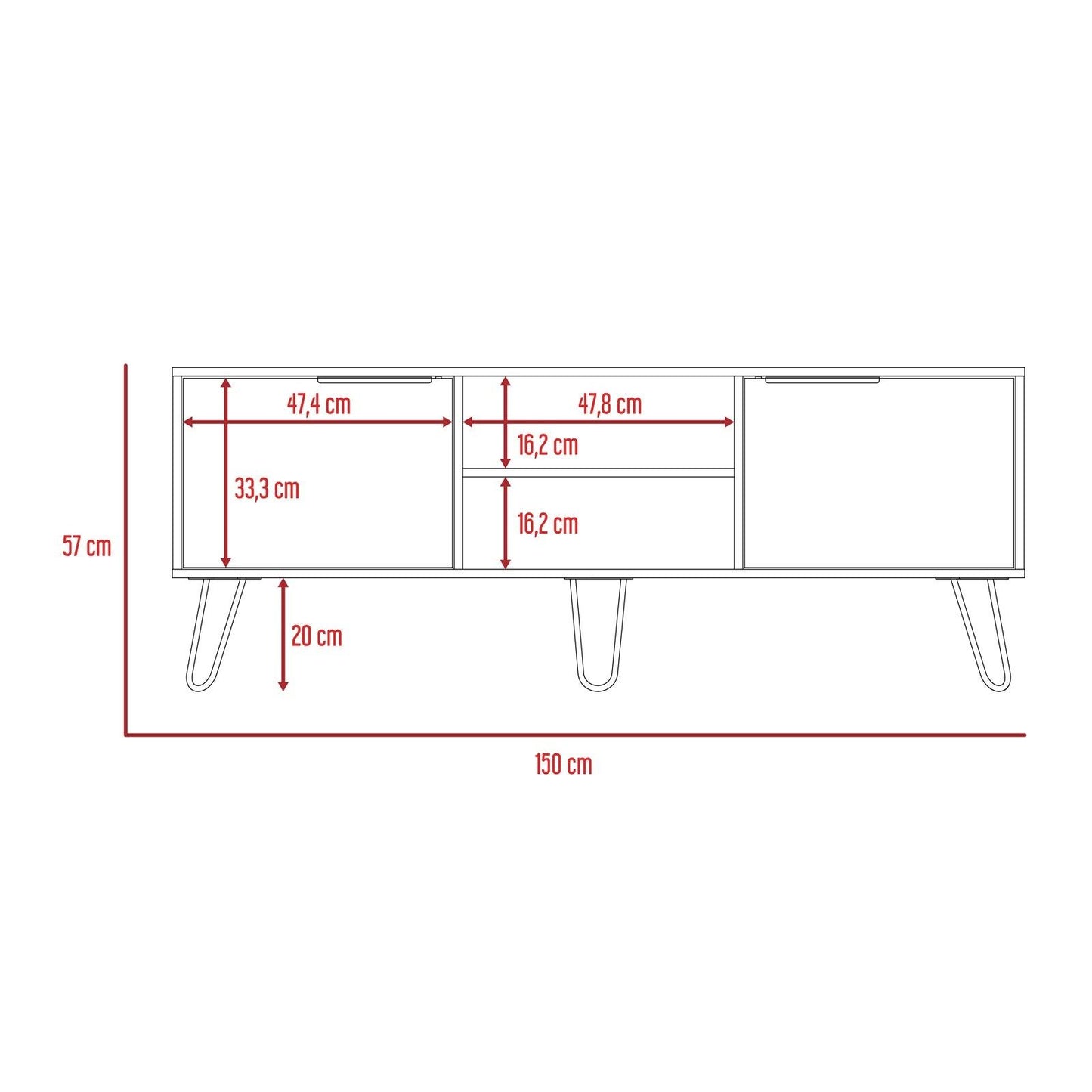 Mesa de Tv Ali, Café Claro y Wengue, para Tv de 65 Pulgadas