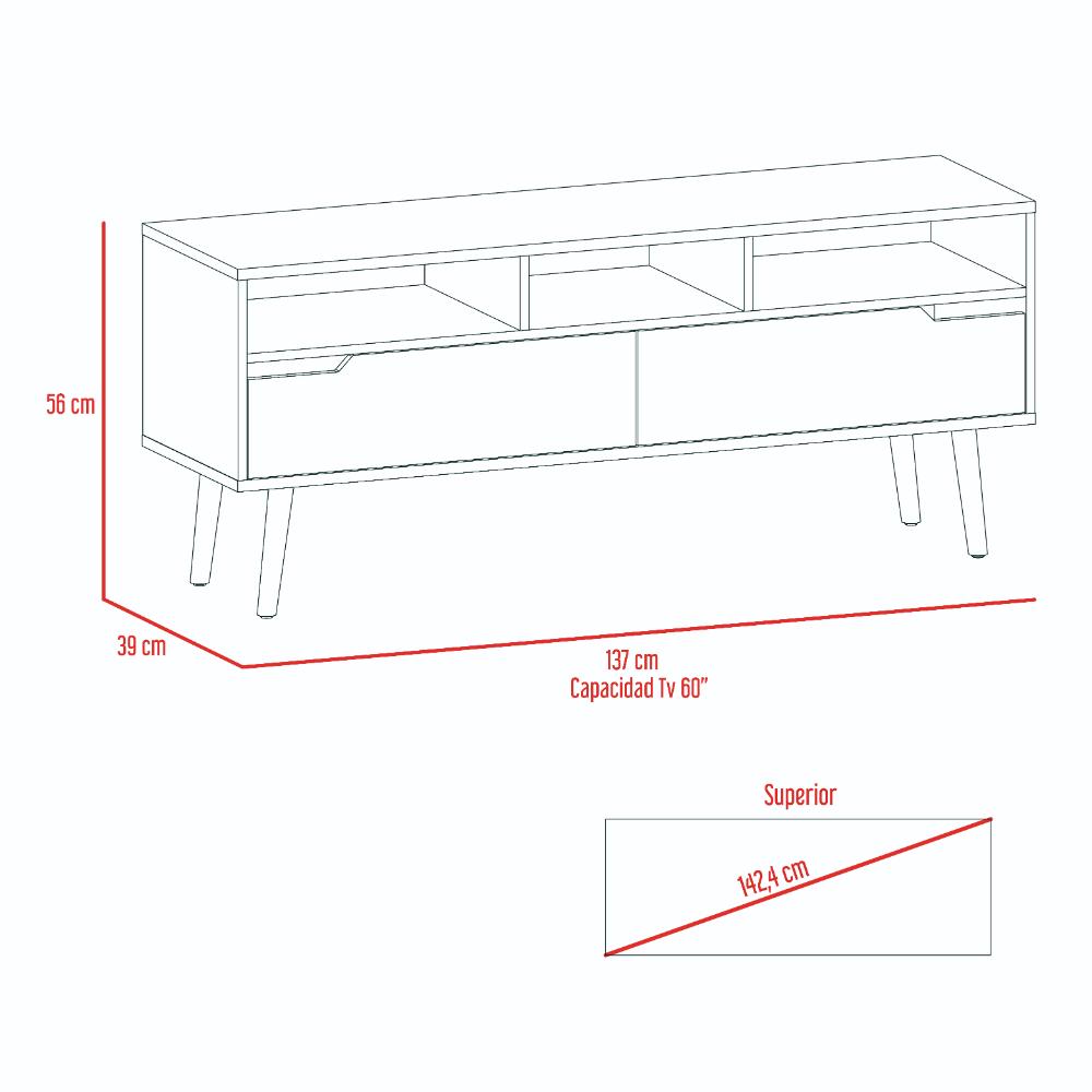 Mesa Para Tv Raichel, Nogal y Plata Oscuro, Para Televisor de 60 Pulgadas