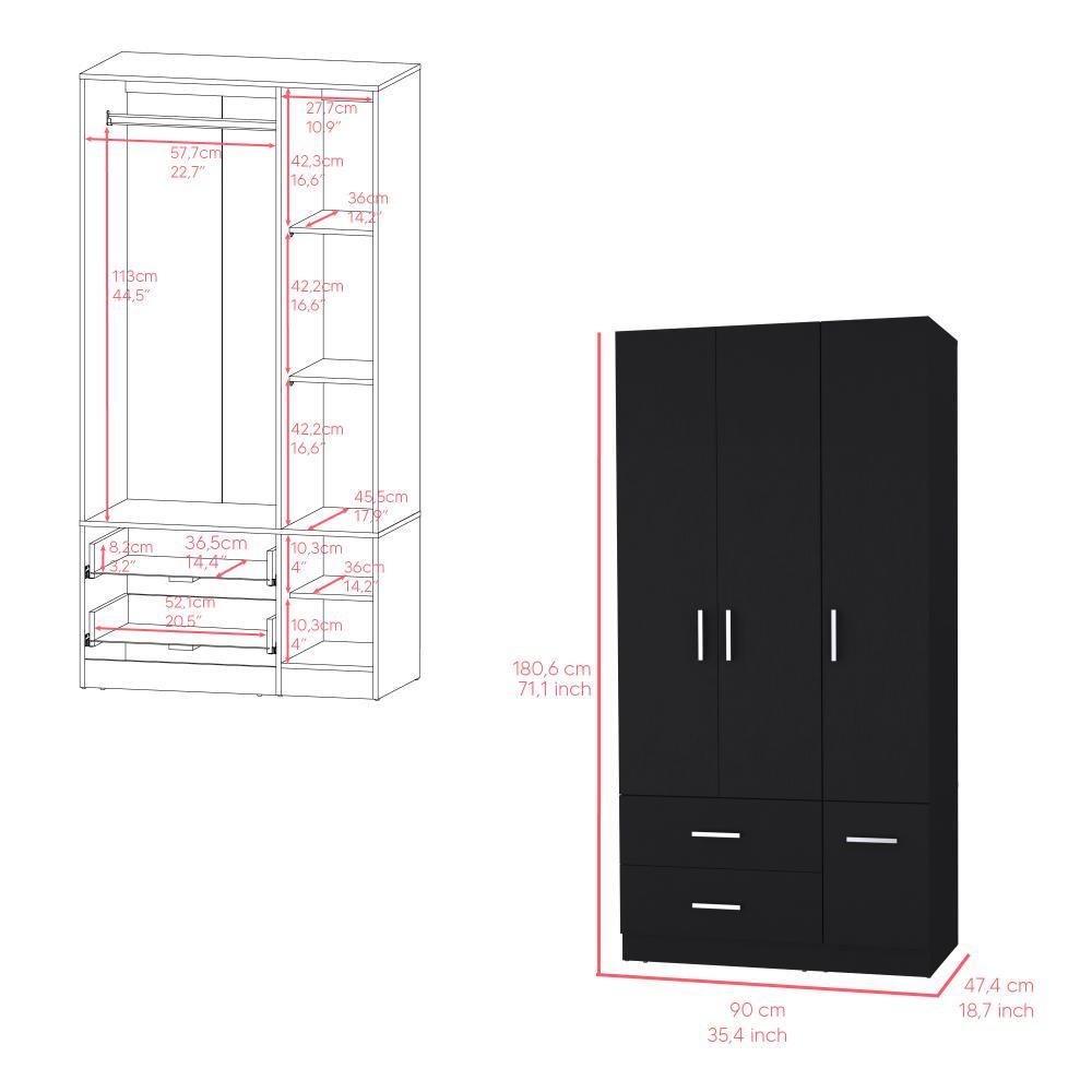 Closet Cebres, Wengue, con cuatro puertas y dos cajones ZF