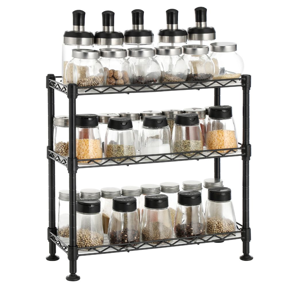 Mueble Auxiliar de Cocina Shelves, Negro, de Tres niveles