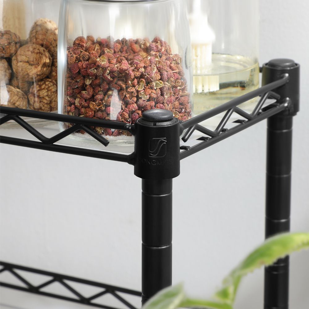 Mueble Auxiliar de Cocina Shelves, Negro, de Tres niveles