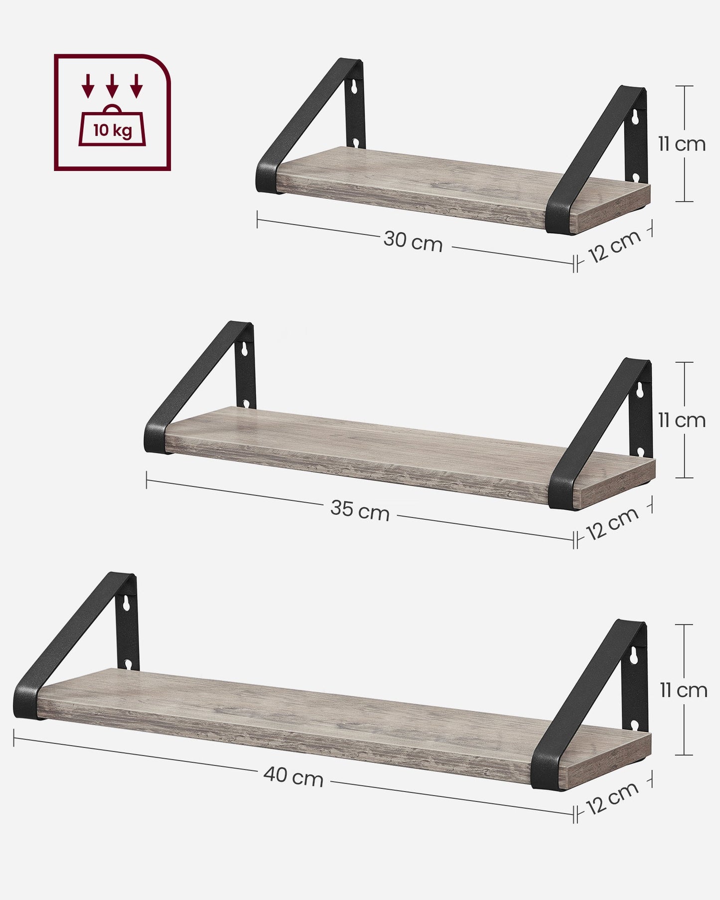 Set de 3 Repisas Shelf, Marrón Rustico