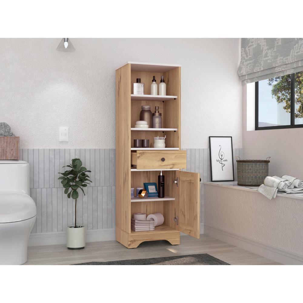 Gabinete de Baño Aqua, Café Claro y Blanco, con Variedad De Entrepaños