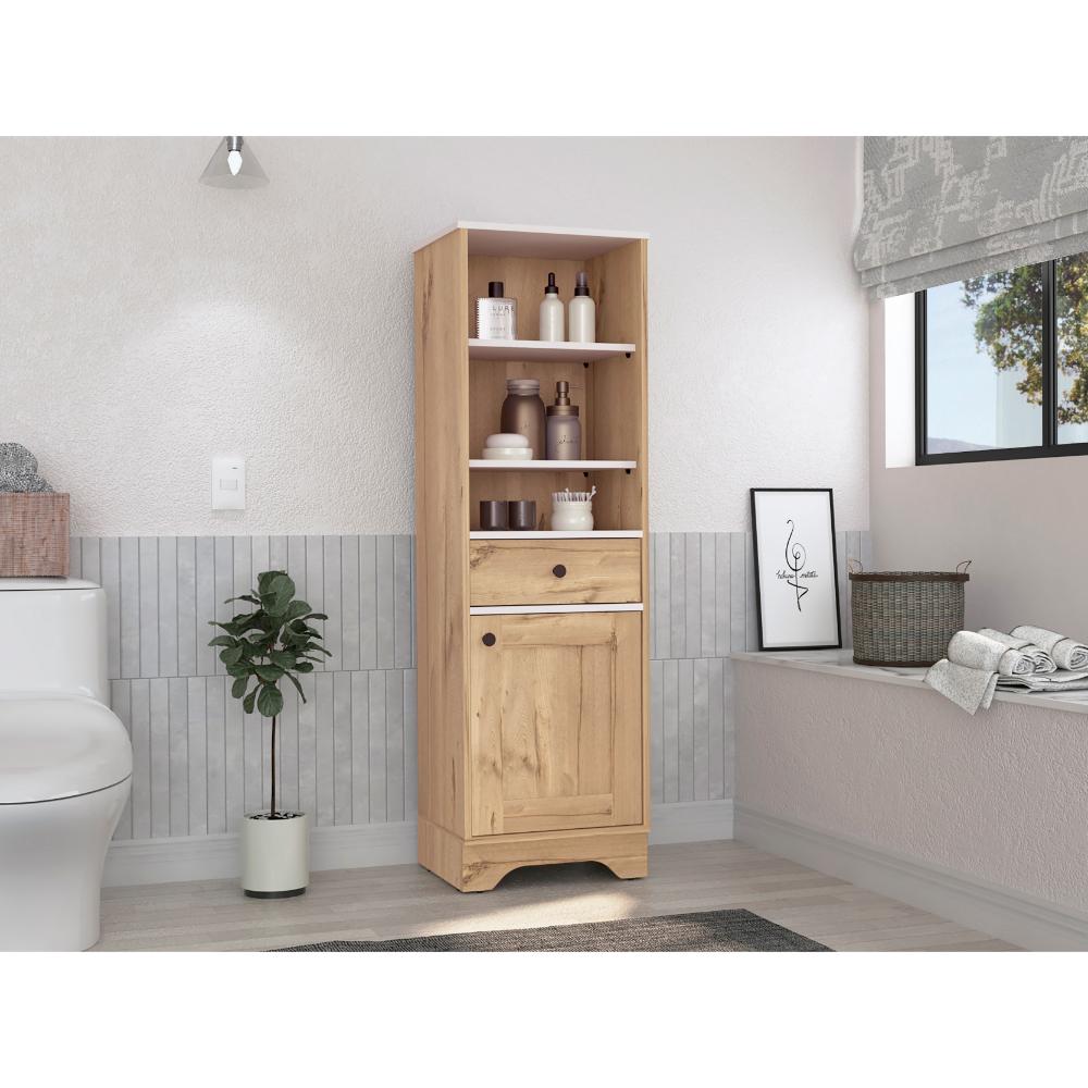 Gabinete de Baño Aqua, Café Claro y Blanco, con Variedad De Entrepaños