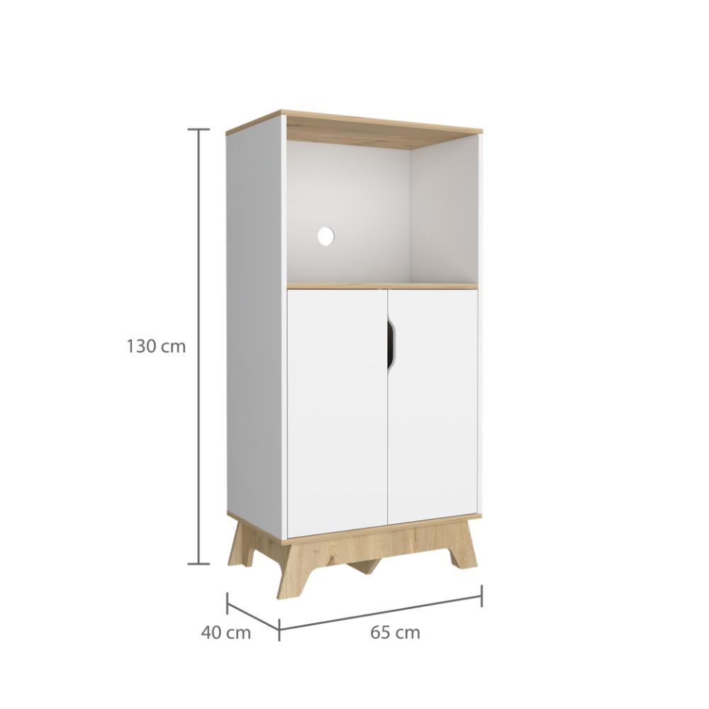 Modulo Microondas Coralyn, Blanco y Café Claro, con gran capacidad de almacenamiento