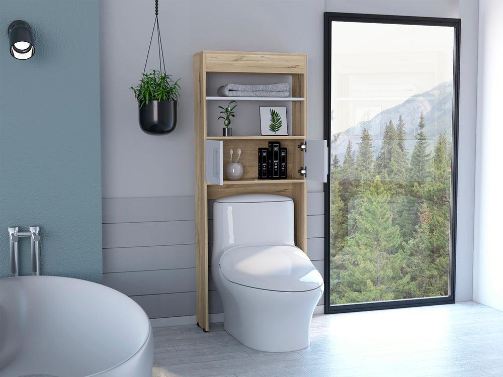 Gabinete de Baño Aqua, Blanco Duqueza y Café Claro, con Dos Puertas Para Su Almacenamiento