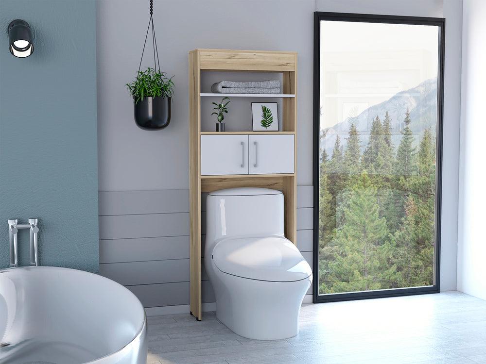 Gabinete de Baño Aqua, Blanco Duqueza y Café Claro, con Dos Puertas Para Su Almacenamiento