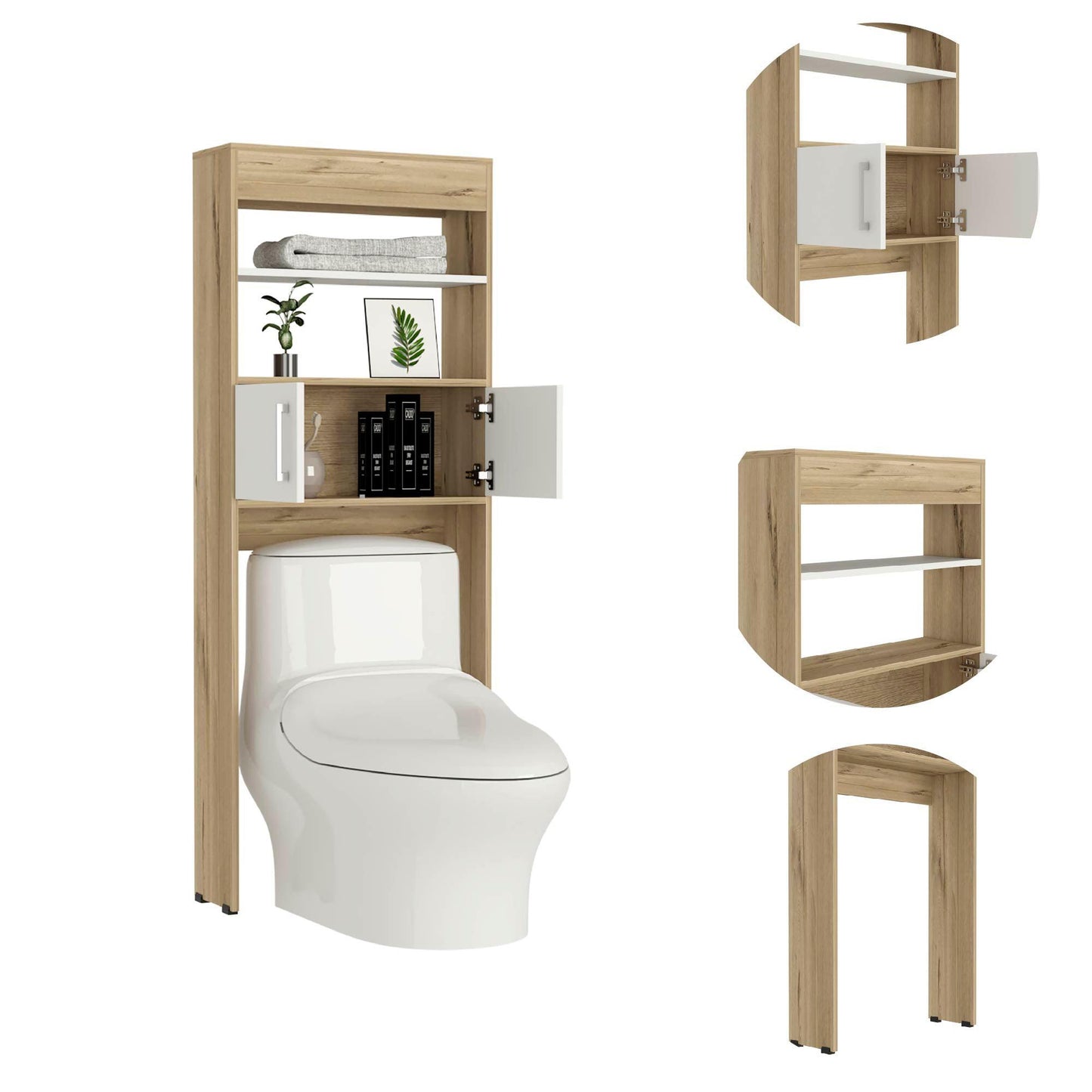 Gabinete de Baño Aqua, Blanco Duqueza y Café Claro, con Dos Puertas Para Su Almacenamiento