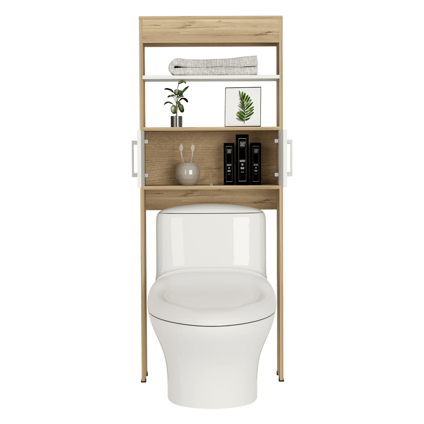 Gabinete de Baño Aqua, Blanco Duqueza y Café Claro, con Dos Puertas Para Su Almacenamiento