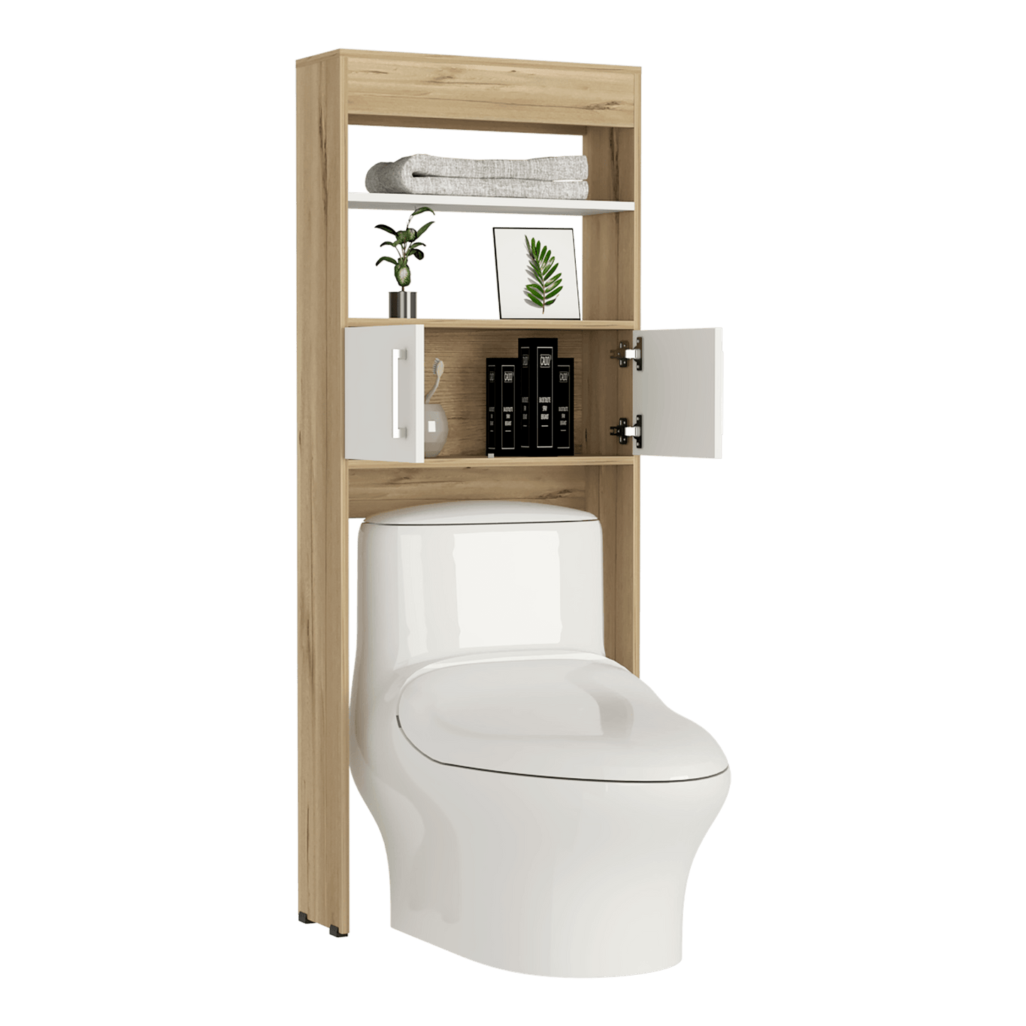 Gabinete de Baño Aqua, Blanco Duqueza y Café Claro, con Dos Puertas Para Su Almacenamiento