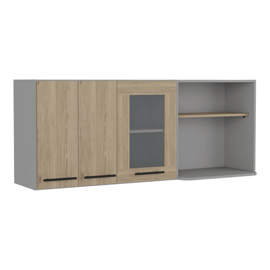 Gabinete Superior Kazán, Beige y Gris, con Gran Capacidad de Almacenamiento