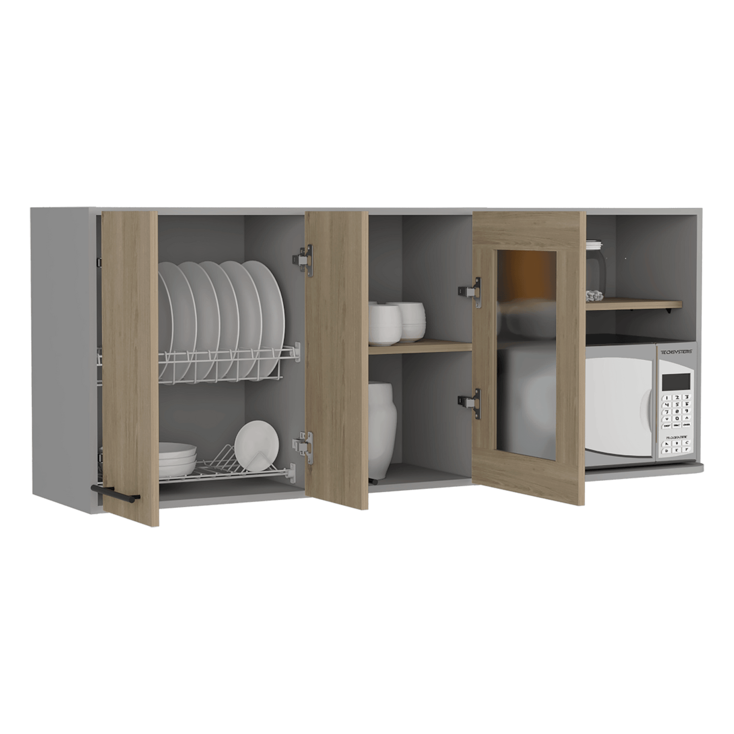 Gabinete Superior Kazán, Beige y Gris, con Gran Capacidad de Almacenamiento