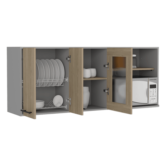 Gabinete Superior Kazán, Beige y Gris, con Gran Capacidad de Almacenamiento