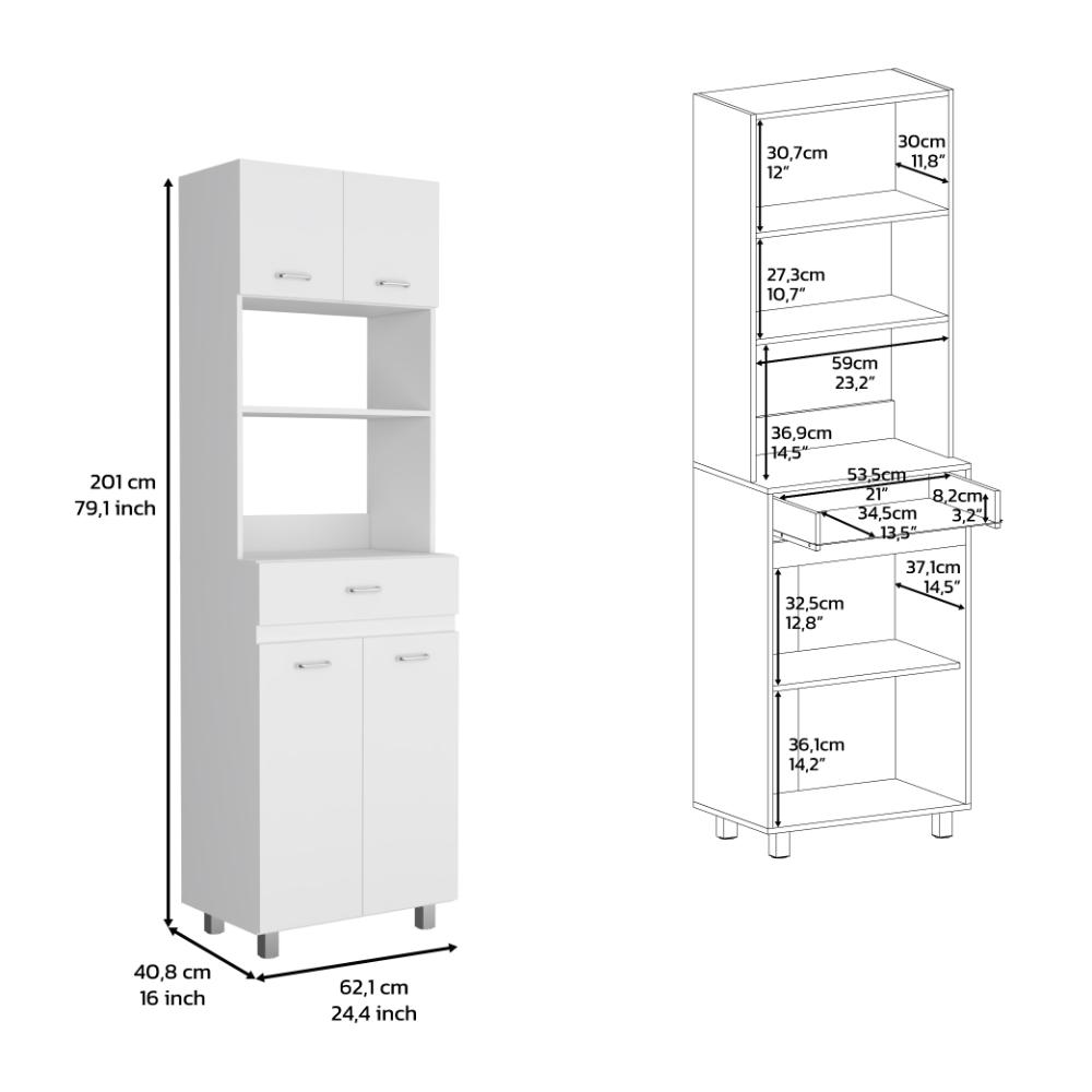 Modulo Microondas Carbe, Blanco, con amplios espacios para guardar alimentos ZF