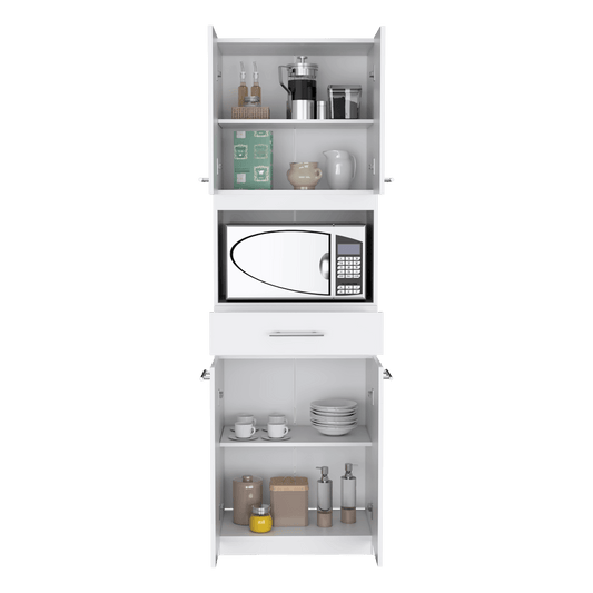 Módulo Microondas Delfi, Blanco, con Cuatro Puertas Abatibles y Amplio Espacio Para Almacenamiento