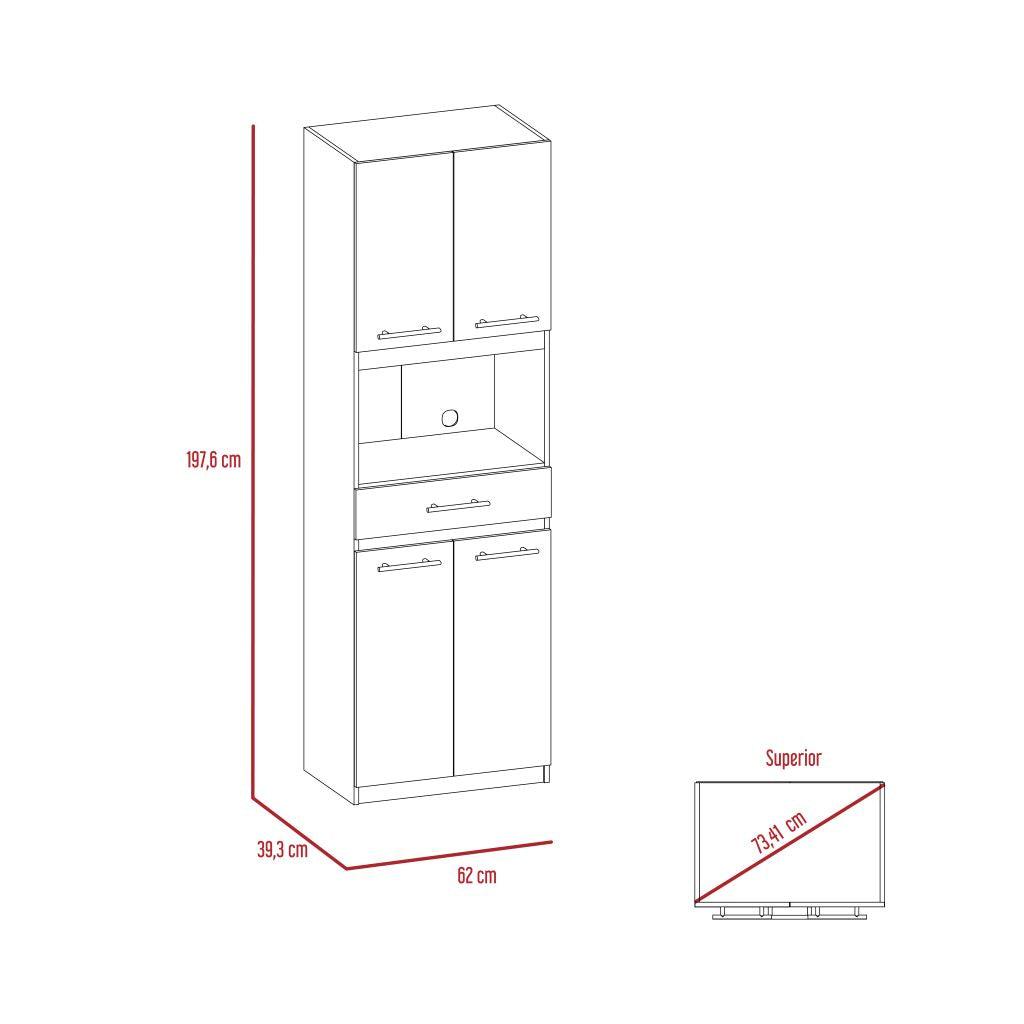 Módulo Microondas Delfi, Blanco, con Cuatro Puertas Abatibles y Amplio Espacio Para Almacenamiento