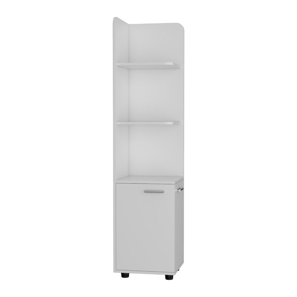 Mueble Esquinero Malibu, Blanco, con dos puertas abatibles y patas metalicas ZF