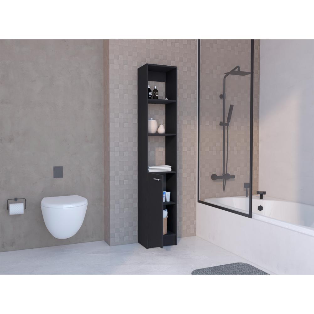 Mueble Auxiliar de Baño Karps, Wengue, con una puerta abatible y manija metalica ZF