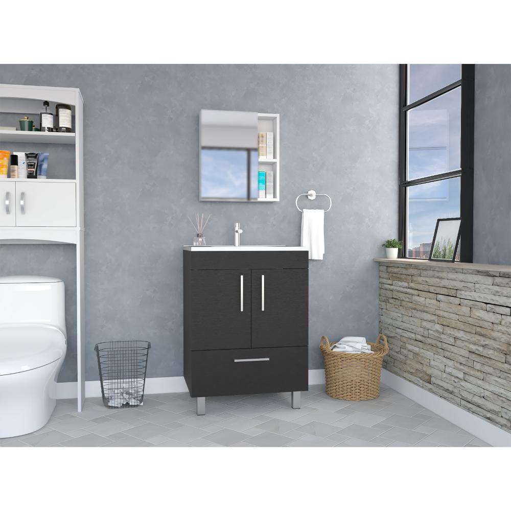 Mueble para Lavamanos Homer, Wengue, con Un Cajón y Dos Puertas Batientes ZF