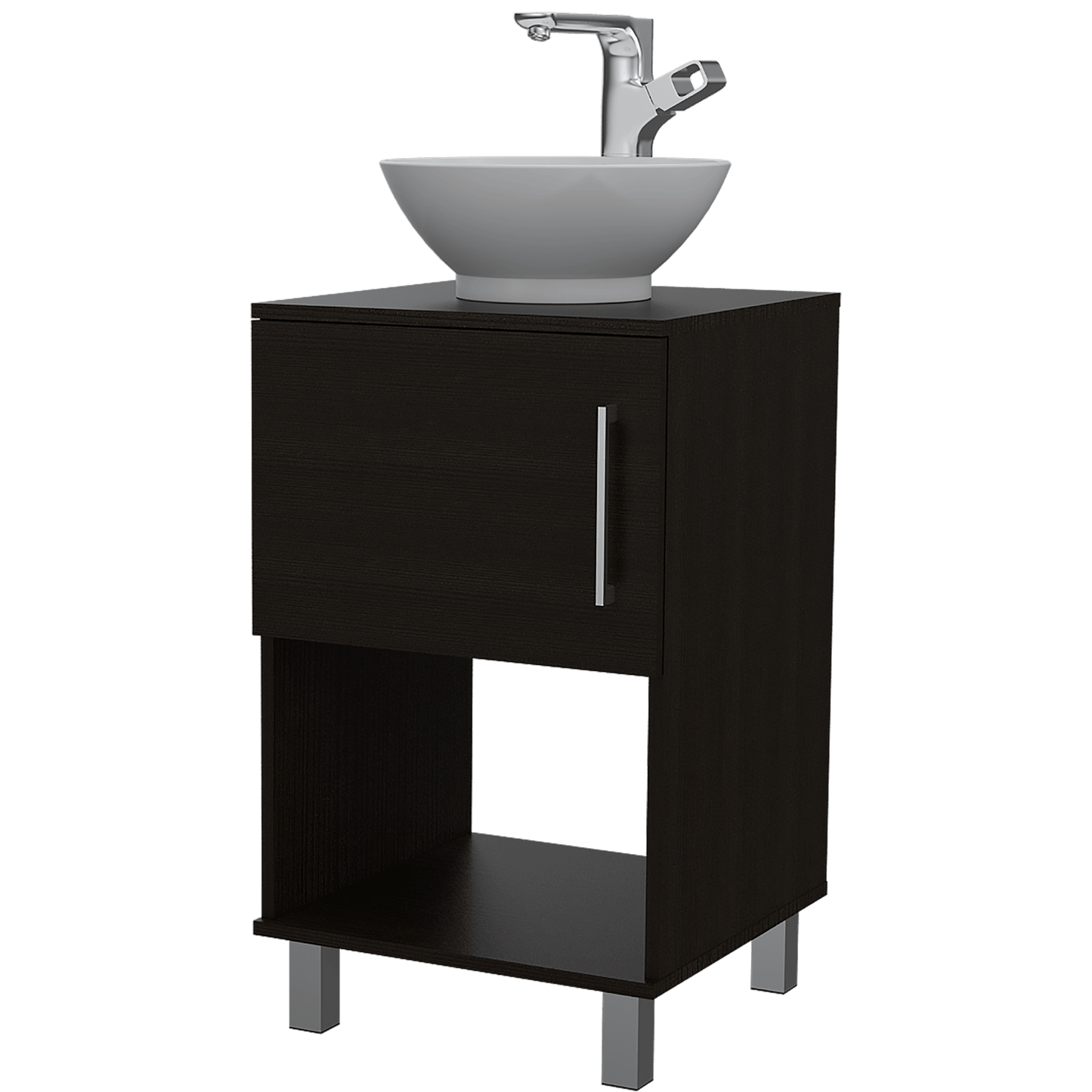 Mueble Lavamanos Gorby,Wengue, con Puerta Abatible e Incluye Lavamanos ZF