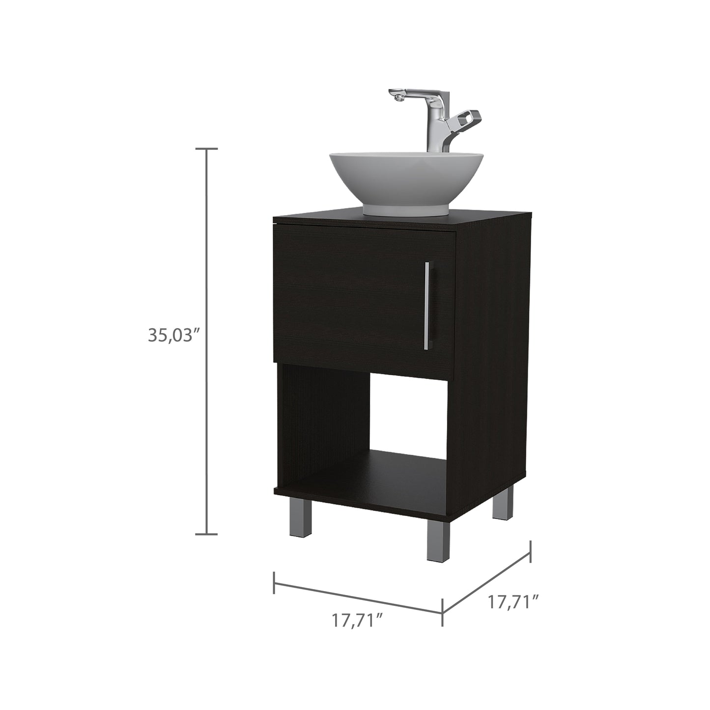 Mueble Lavamanos Gorby,Wengue, con Puerta Abatible e Incluye Lavamanos ZF