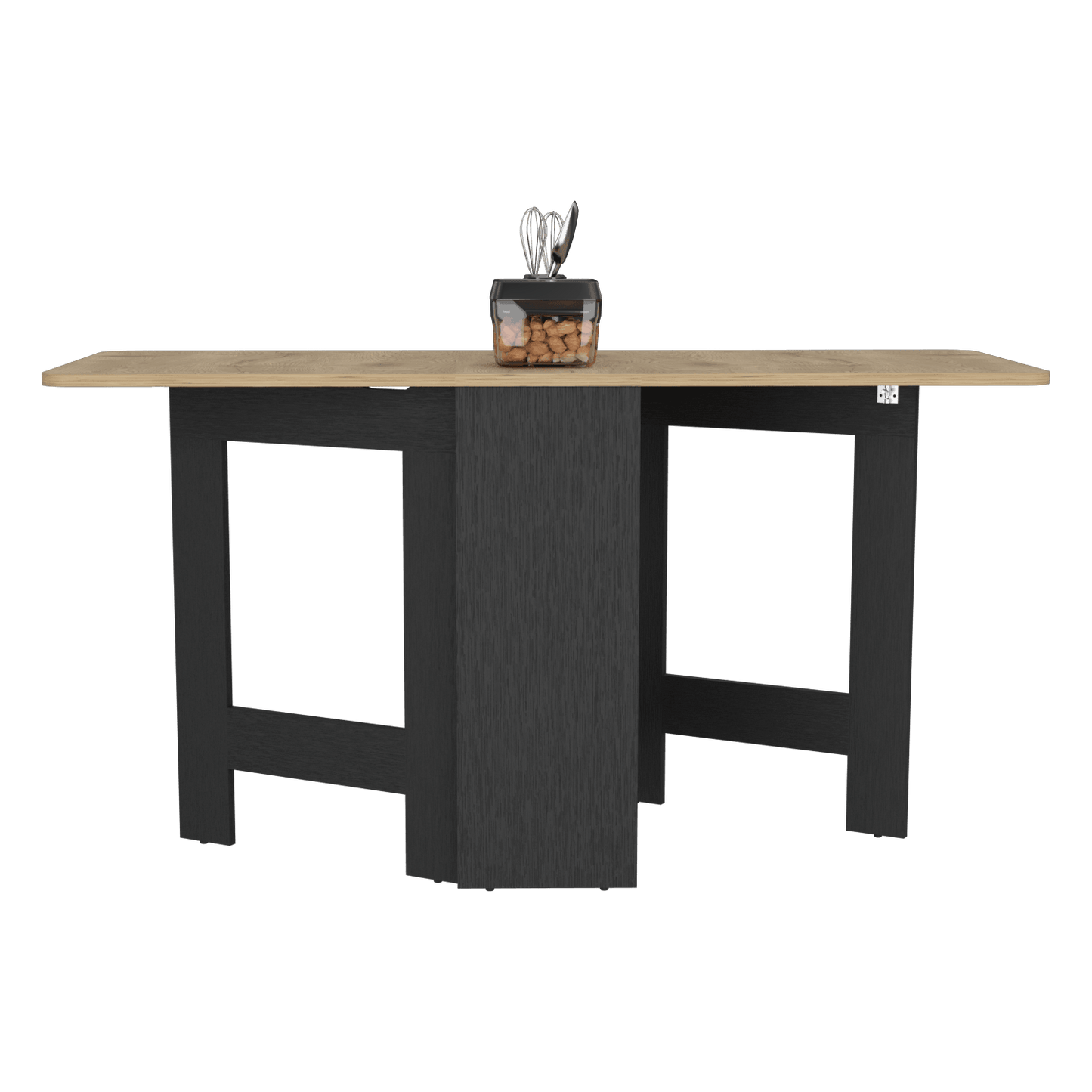 Mesa Auxiliar de Cocina Plegable Merida, Wengue y Macadamia, con Amplia Superficie