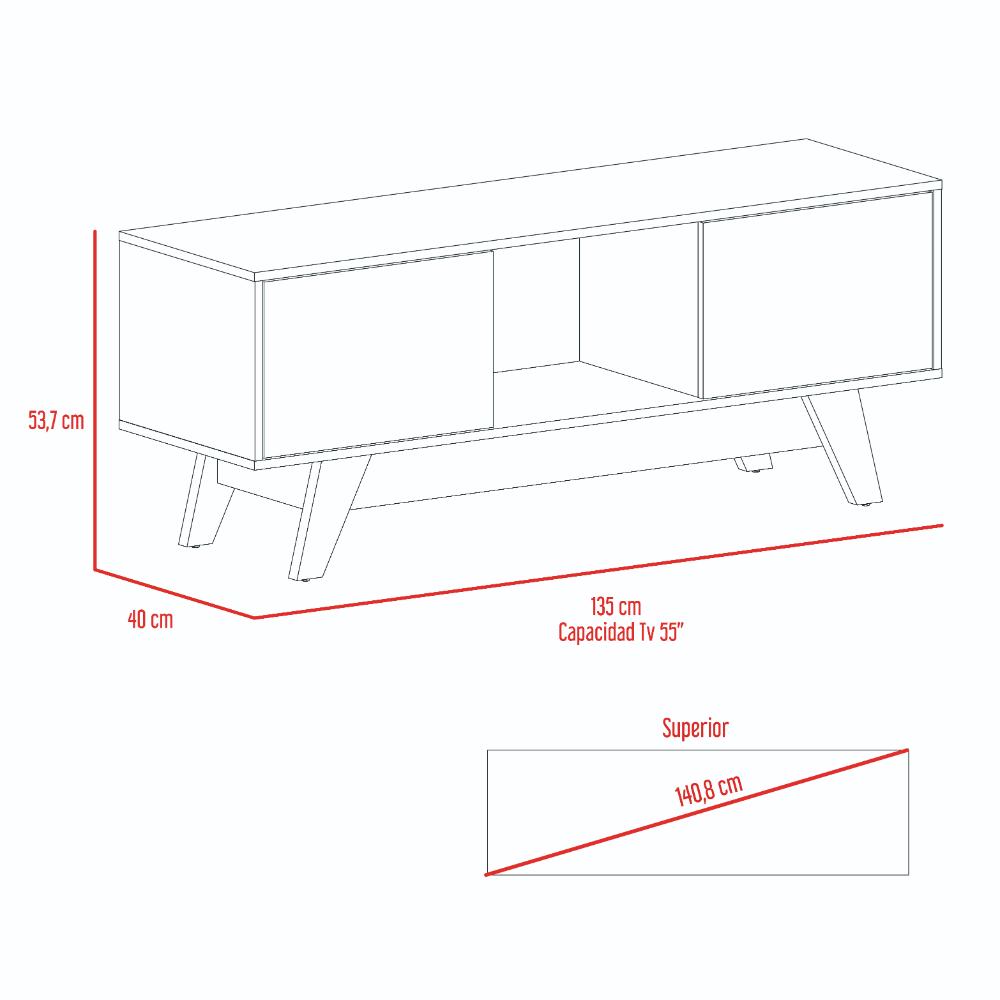 Mesa de Tv Rizzo, Nogal y Blanco, con Espacio Para Televisor