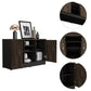 Mueble Auxiliar Recibidor Concept, Negro Soft y Chocolate, con Dos Puertas Batientes