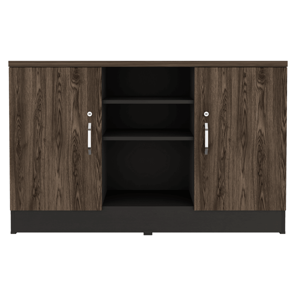 Mueble Auxiliar Recibidor Concept, Negro Soft y Chocolate, con Dos Puertas Batientes