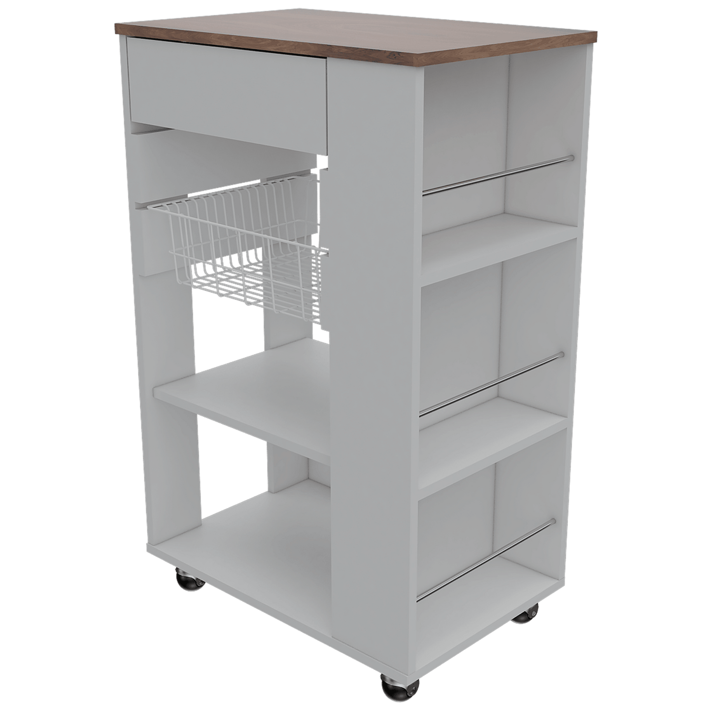 Mueble Organizador de Cocina Alhena, Blanco y Café Claro, con Entrepaños Para Ubicar Elementos de Cocina