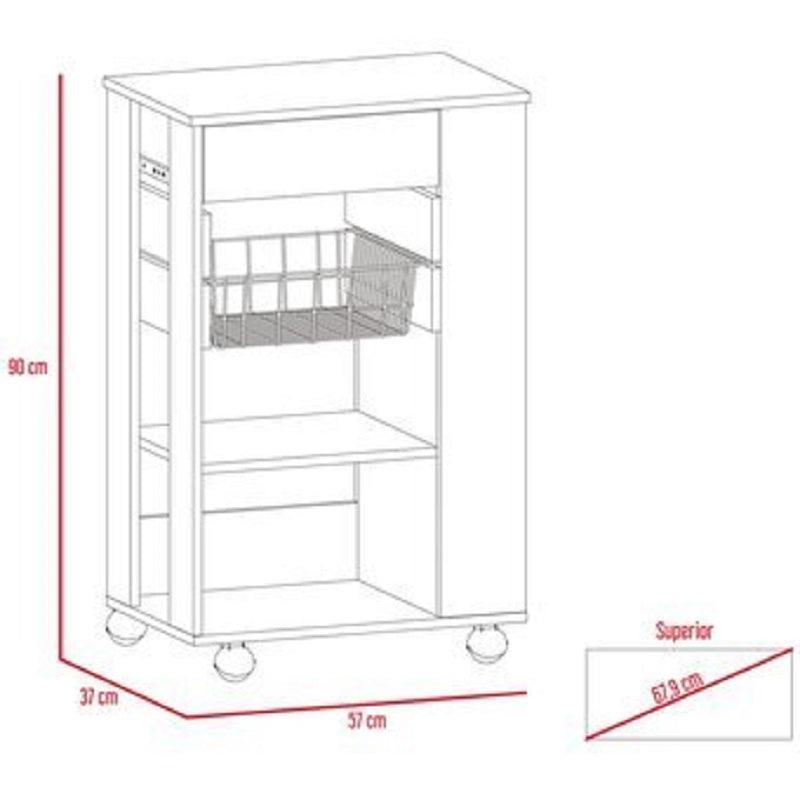 Mueble Organizador de Cocina Alhena, Blanco y Café Claro, con Entrepaños Para Ubicar Elementos de Cocina