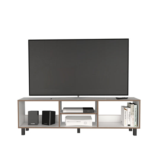 Mesa Para Tv Tunez, Blanco y Café, Para Televisor Hasta 70 Pulgadas