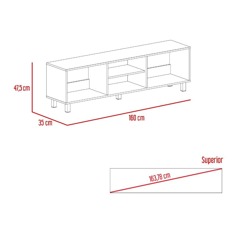 Mesa Para Tv Tunez, Blanco y Café, Para Televisor Hasta 70 Pulgadas