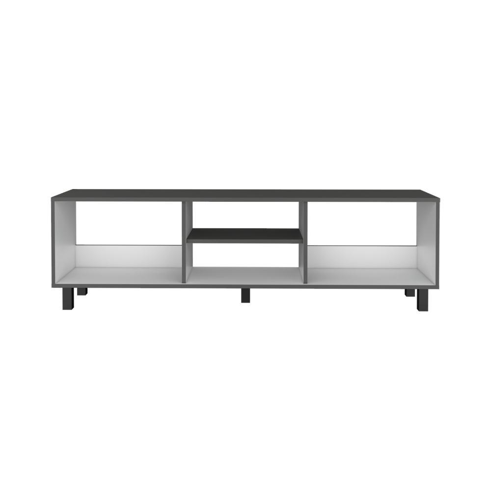 Mesa Para Tv Tunez, Plata Oscuro y Blanco, Para Televisor Hasta 70 Pulgadas